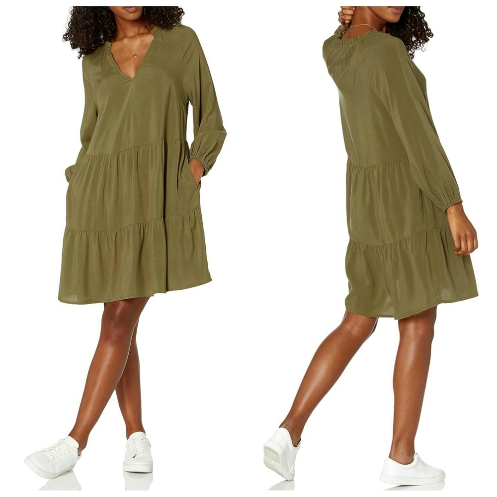 The Drop Women's @Caralynmirand Ruffle-Neck Tiered Mini Dress